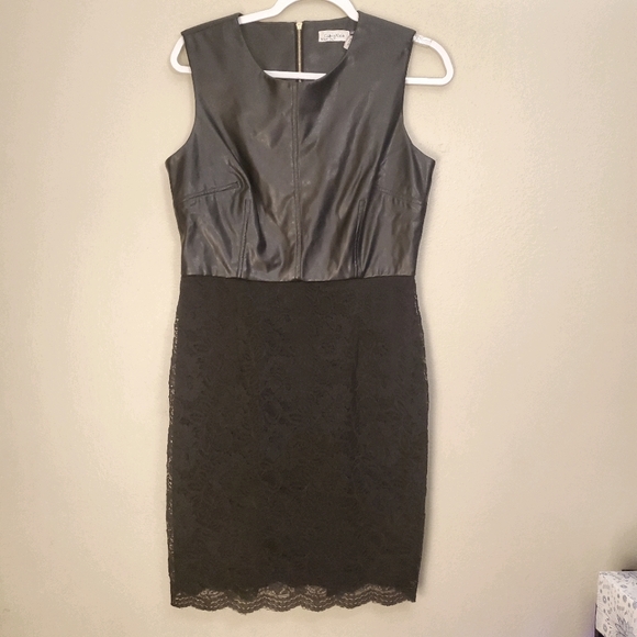Calvin Klein Dresses & Skirts - Calvin Klein Black Faux Leather Lace Bodycon Dress